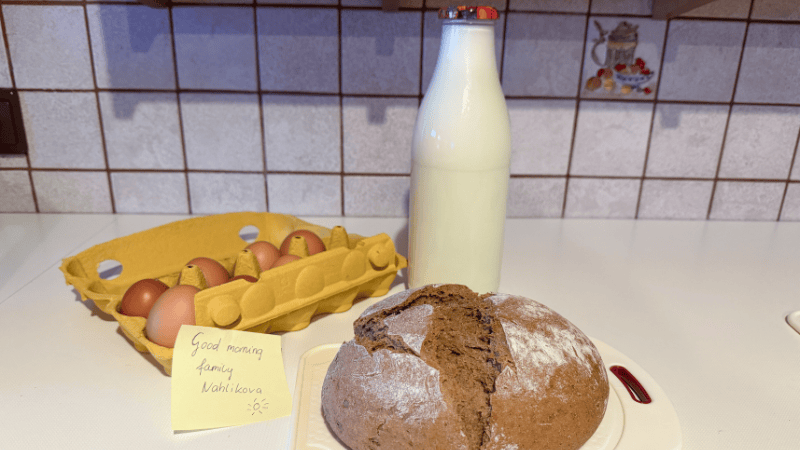 snídaně ubytování na farmě v Rakousku
